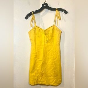 Forever21 Yellow Woven Bodycon Sweetheart Dress Size Small Brand New